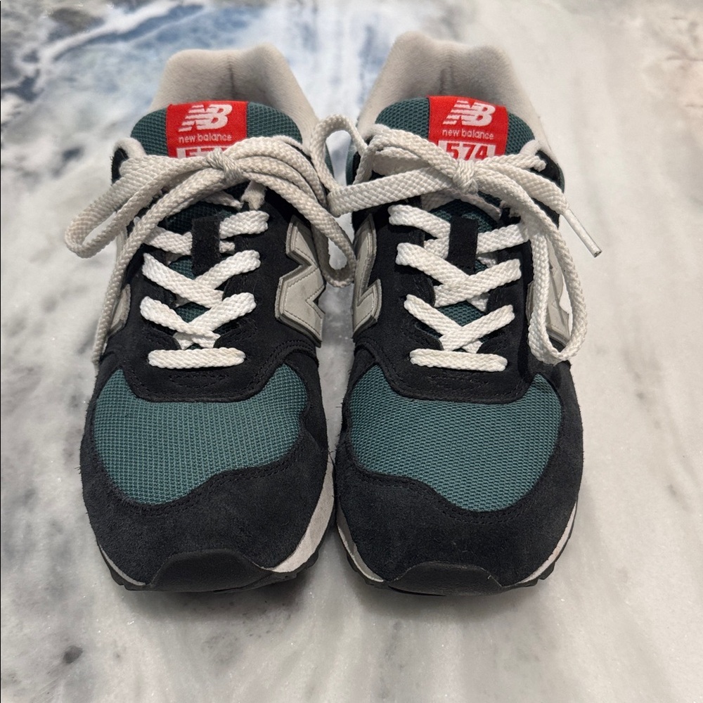 New Balance Kids' 574 Teal and Black Sneakers